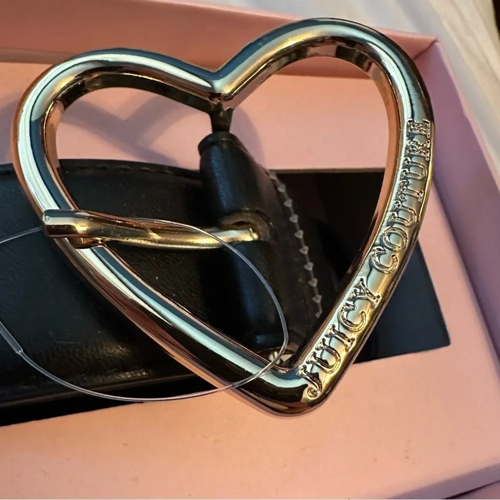 Juicy Couture Black Belt Gold Heart Buckle Women’s L/XL fun unique New NWT NIB